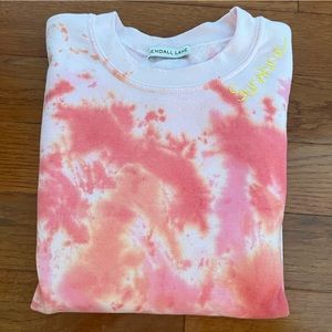 Kendall Lane -Embroidered ‘Sunshine’ at collar-Sunset Tie Dye Sweatshirt